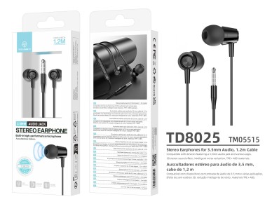 Techancy TD8025 In-Ear Headphones 3.5mm Stereo Wire with Microphone 1.2M Cable Noise Cancelling HD S Techancy TD8025 In-Ear Headphones 3.5mm Stereo Wire with Microphone 1.2M Cable Noise Cancelling HD S