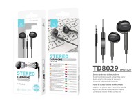 Techancy TD8029 Black In-Ear Headphones 1.2m, with Microphone Volume Control, 3.5mm Jack