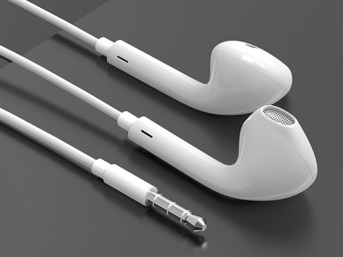 Techancy TD8029 White In-Ear Headphones 1.2m, With Microphone Volume Control, 3.5mm Jack