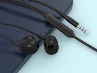 Techancy 3.5mm Wired Headset Black TD8040, Headset with Microphone Function, Compatible with Mobile 