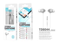 Techancy Auricular Com Fio Branco TD8044, 3,5 Mm Para Conversação Com Microfone, Compatível Com Som Techancy Auricular Com Fio Branco TD8044, 3,5 Mm Para Conversação Com Microfone, Compatível Com Som
