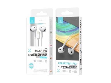 Techancy Auricular Est�reo Lightning Branco  TD8047, Com Microfone, Controlo Do Volume De Chamadas, 