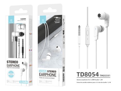 Techancy Auricular Estéreo TD8054, 1,2 Metros, 3,5 Mm, Qualidade De Som Nítida, Confortável De Usar, Techancy Auricular Estéreo TD8054, 1,2 Metros, 3,5 Mm, Qualidade De Som Nítida, Confortável De Usar,