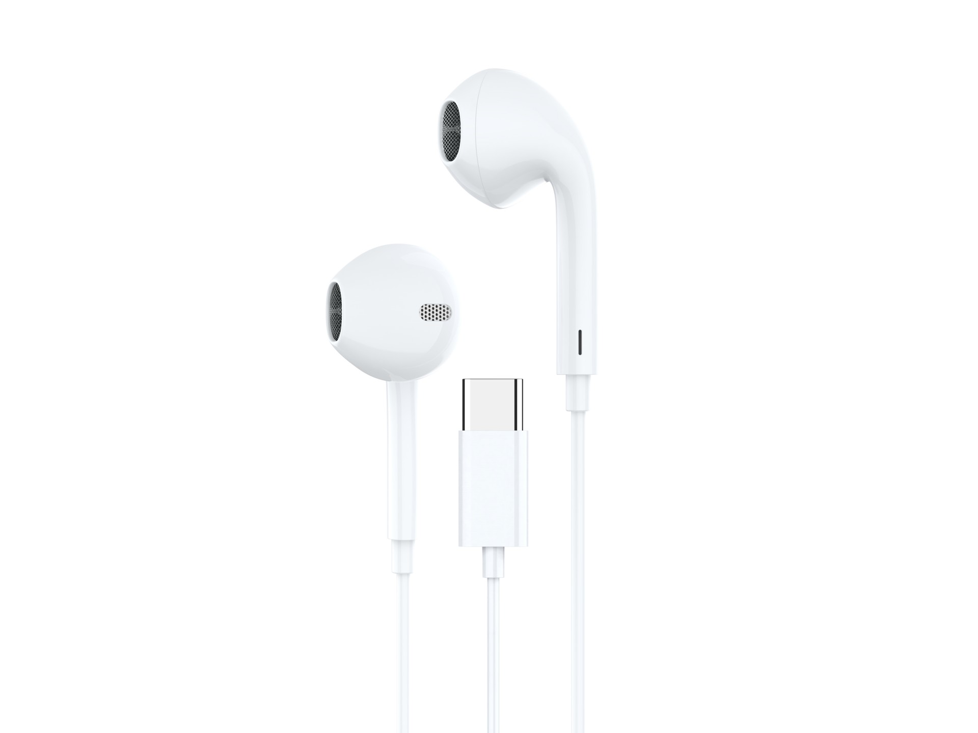 Techancy Auricular Estéreo Com Fios Branco 1,2 M TD8063, Chip Dsp Tipo C Compatível Com Samsung/Huaw