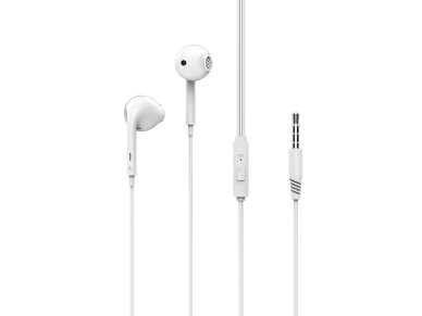 Techancy Auscultadores Intra-Auriculares Brancos 1.2m TD8085 Com Cabo E Microfone, Auscultadores Par