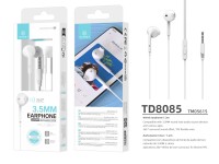 Techancy Auscultadores Intra-Auriculares Brancos 1.2m TD8085 Com Cabo E Microfone, Auscultadores Par Techancy Auscultadores Intra-Auriculares Brancos 1.2m TD8085 Com Cabo E Microfone, Auscultadores Par