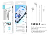 Techancy Auscultadores Intra-Auriculares 1,2 M Brancos TD8088, 3,5 Mm Com Microfone, Auscultadores C Techancy Auscultadores Intra-Auriculares 1,2 M Brancos TD8088, 3,5 Mm Com Microfone, Auscultadores C