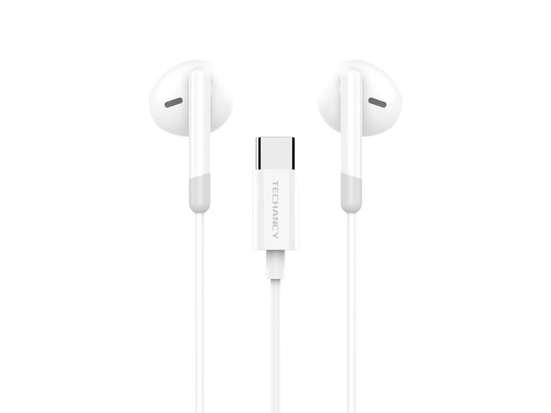 Techancy TD8089 White Stereo Music Headphones, DSP/Type-C Interface Compatible with Samsung/Huawei/X
