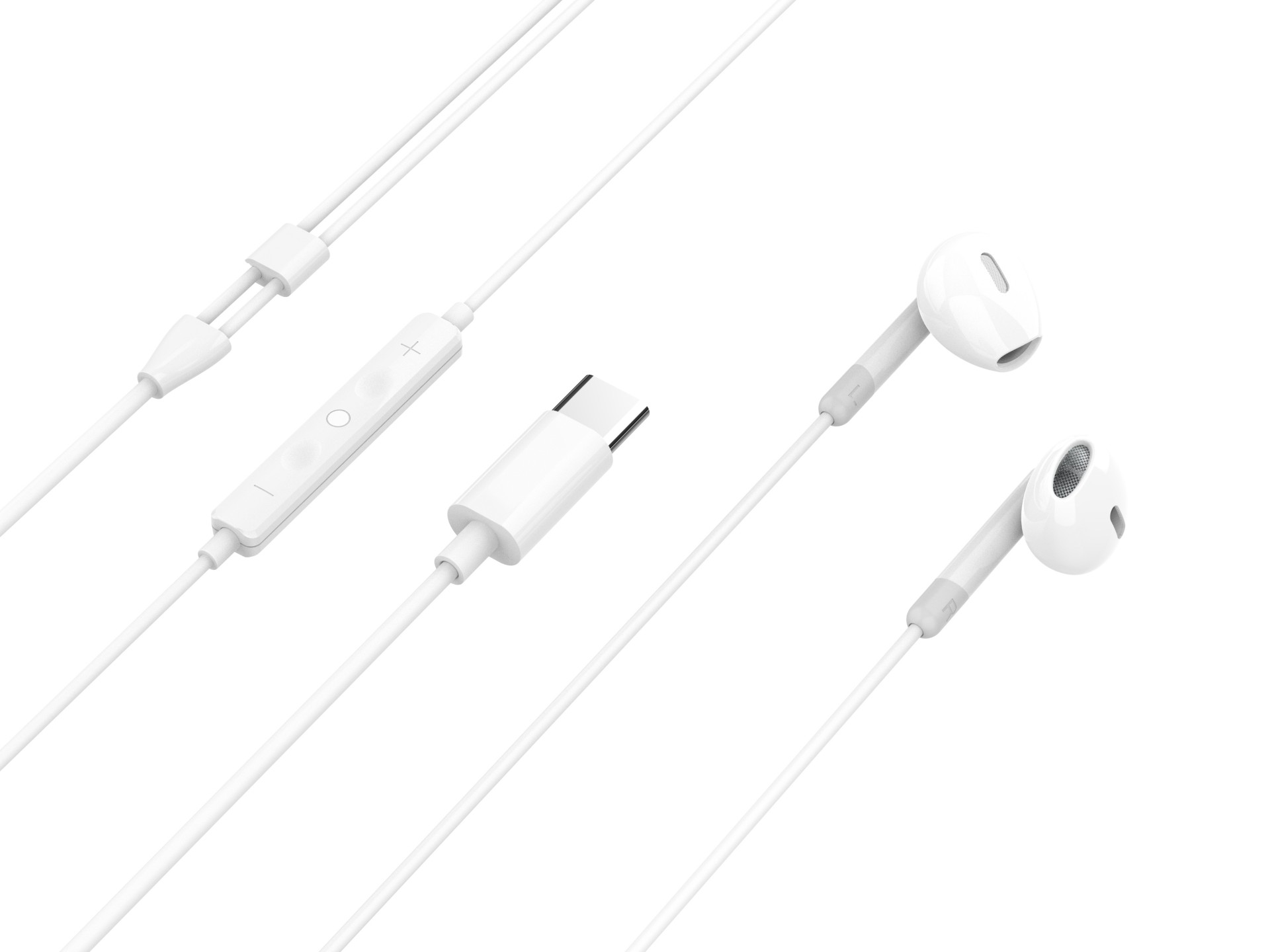 Techancy TD8089 White Stereo Music Headphones, DSP/Type-C Interface Compatible with Samsung/Huawei/X