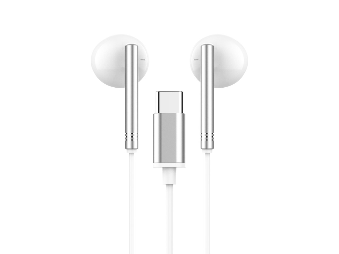 Techancy TD8090 White Metal Stereo Headphones, DSP/Type-C Port Compatible with Samsung/Huawei/Xiaomi