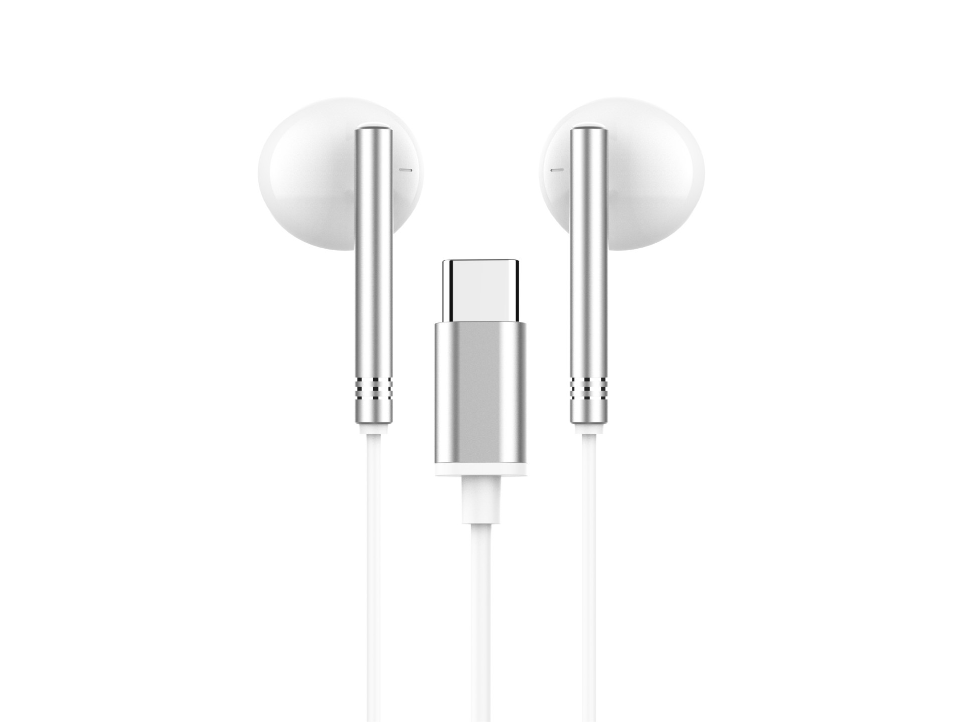 Techancy TD8090 White Metal Stereo Headphones, DSP/Type-C Port Compatible with Samsung/Huawei/Xiaomi