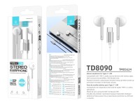 Techancy TD8090 White Metal Stereo Headphones, DSP/Type-C Port Compatible with Samsung/Huawei/Xiaomi