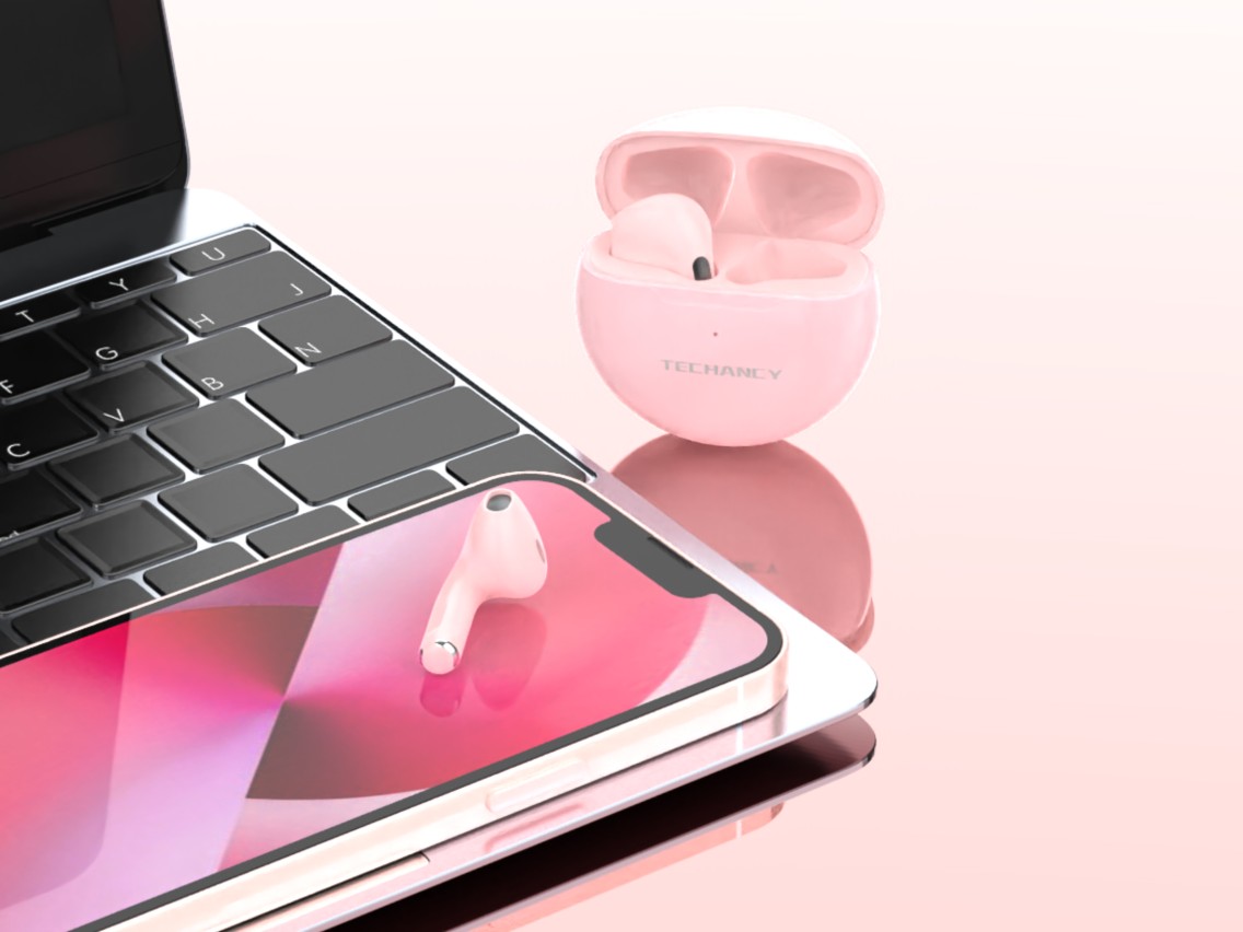Techancy Auscultadores Sem Fios Pink KP2702, Ligação Estéreo Sem Fios De 10 M, Reprodução De Música