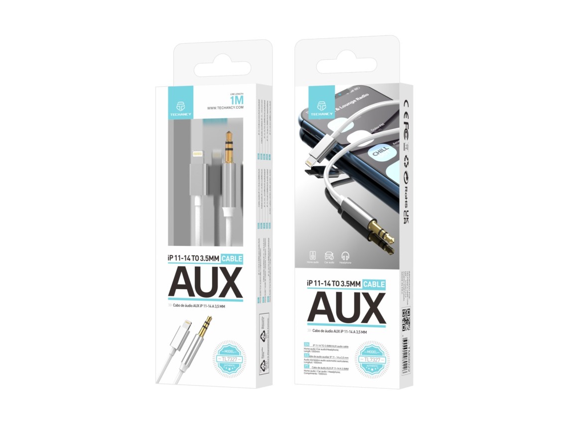 Techancy Audio Cable, Lightning to 3.5mm Connector TL7327, 1m, Connects to Car, Headphones, Etc., Hi