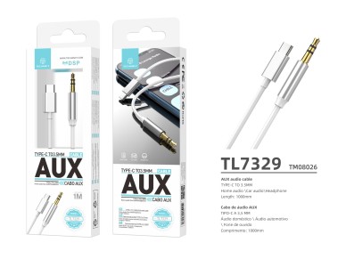 Techancy TL7329 Aux Audio Cable, Type-C to 3.5mm, 1m, for Car Audio and Headphones, Quality Sound
