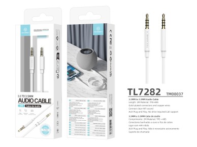 Techancy TL7282 3.5MM Audio Cable, 2 Meter, Plug and Play, for Car Stereo, Stereo, Computer, White