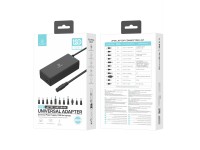 Techancy TL7344 Universal Power Adapter for Laptops, with 120W Power, 11 Connectors and Overcurrent 