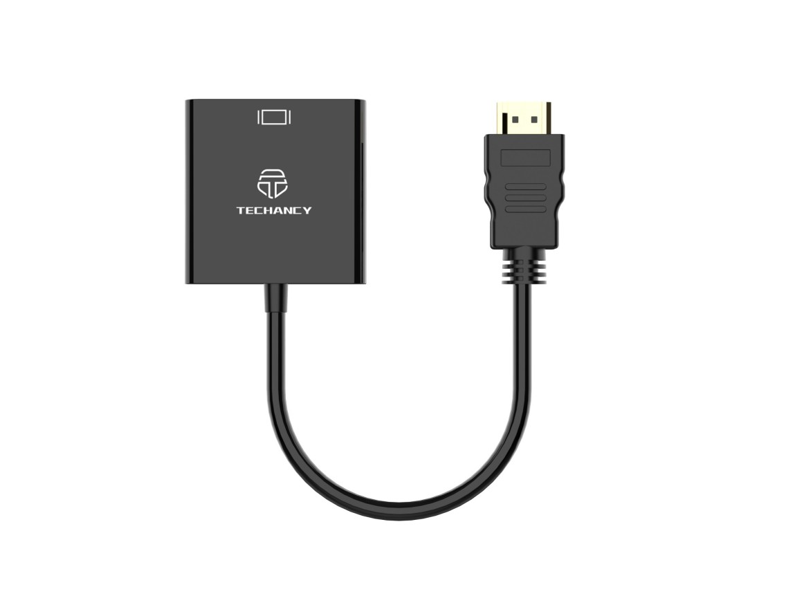 Techancy TL7325 HD Video Converter, HDMI to VGA Interface, Supports 1080p HD Resolution, Black
