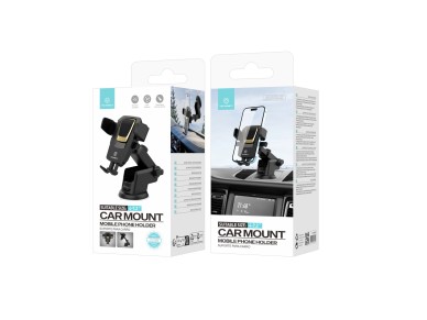 Techancy Suporte Para Telem�vel Com Ventosa Para Autom�vel Preto/Dourado Ti2188, Bloqueio Com Um Toq