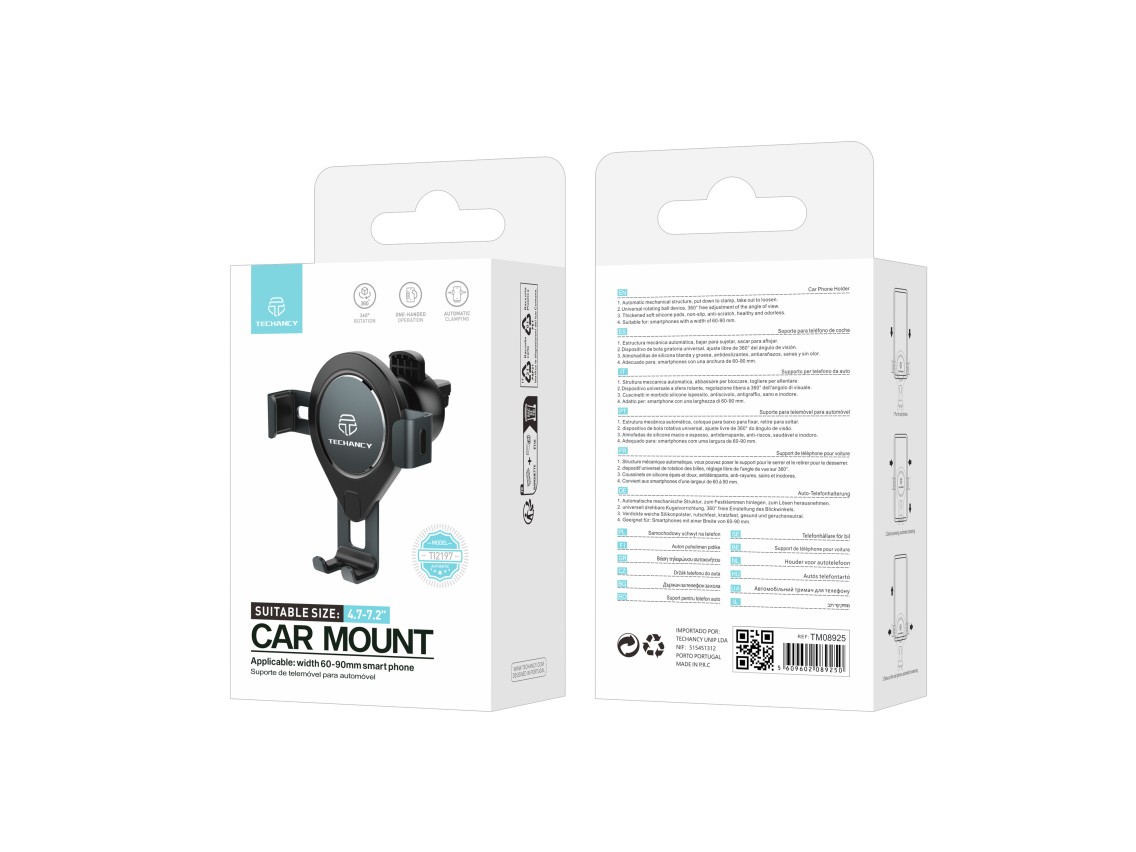 Suporte Vermelho Para Telemóvel No Automóvel Ti2197, Rotação De 360 Graus Para Telemóveis De 4,7-7,2