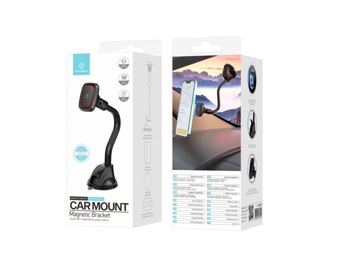 Techancy Suporte Magnético Para Telemóvel No Automóvel, Preto E Vermelho Ti2211, Forte Adsorção Magn