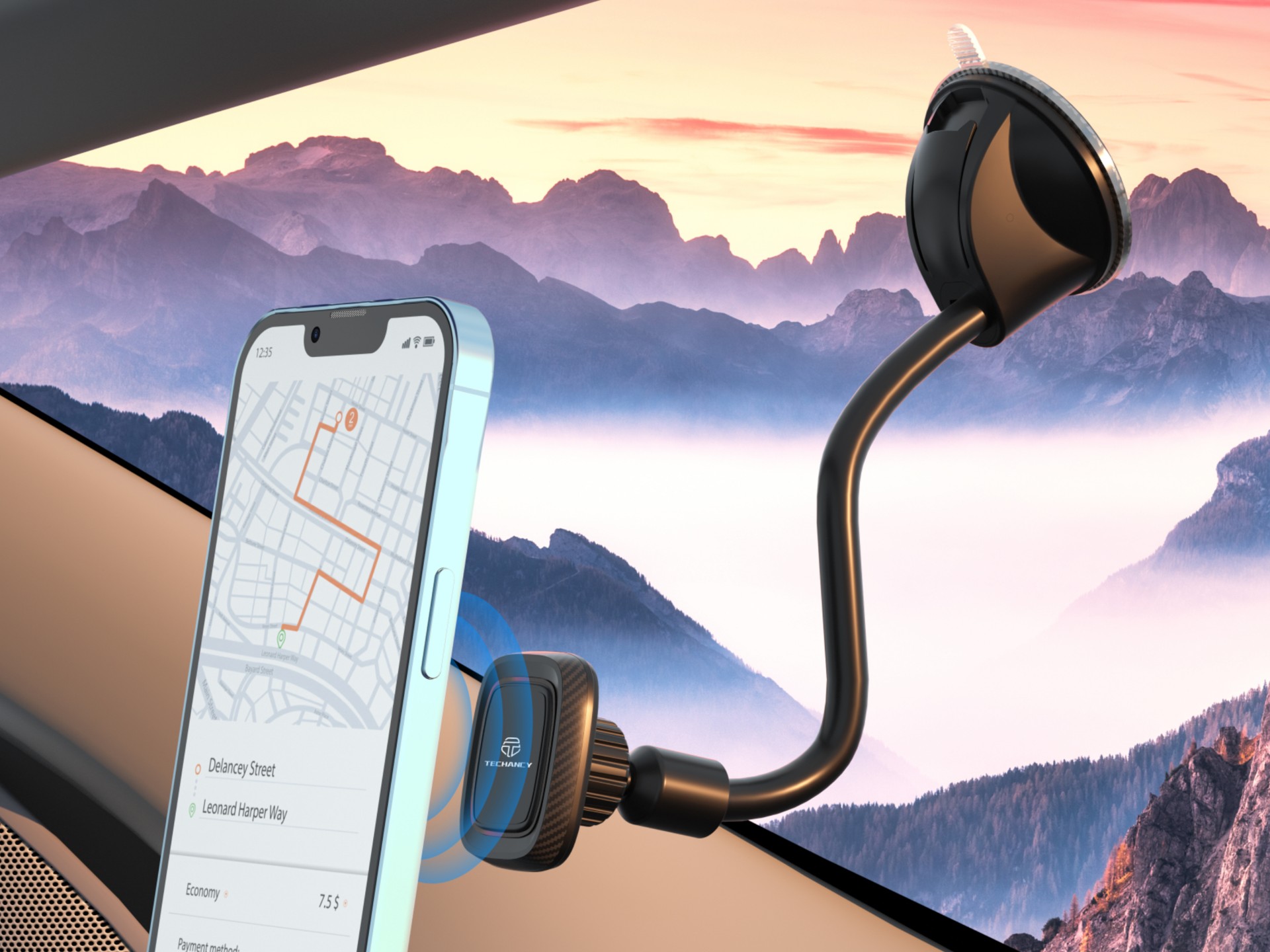Techancy Magnetic Car Phone Holder Black Ti2211, Strong Magnetic Adsorption, 360 Degree Rotation. Ea