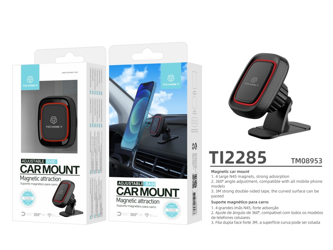 Soporte magnético para teléfono de coche Techancy Ti2285, con gran capacidad de adsorción magnética.
