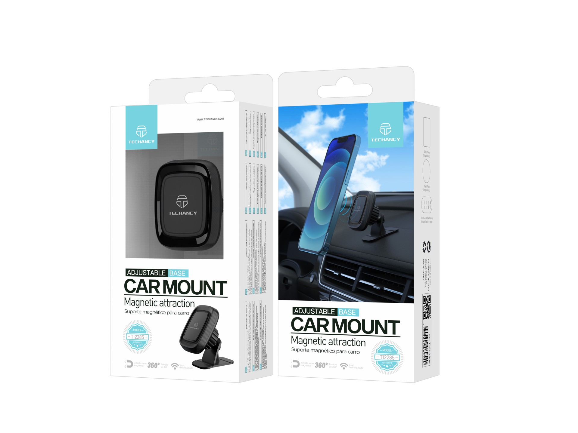 Techancy Suporte Magnético Para Telemóvel Para Automóvel Ti2285, Forte Capacidade De Adsorção Magnét