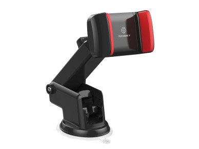 Techancy Car Phone Holder Black+Red Ti2230, Retractable Stand, Non-Slip Suction Cup, 4-7.2 Inches