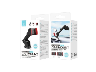 Techancy Car Phone Holder Black+Red Ti2230, Retractable Stand, Non-Slip Suction Cup, 4-7.2 Inches
