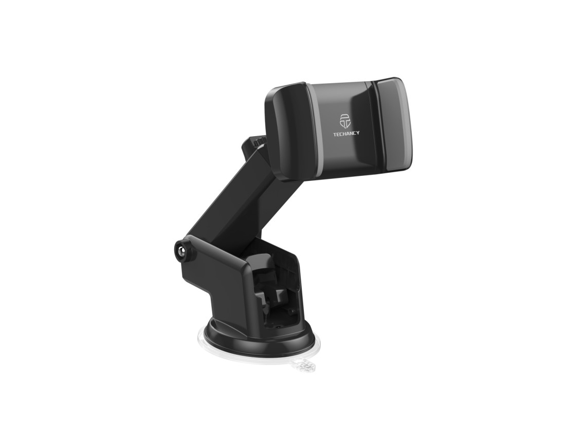 Techancy Car Phone Holder Black+Gray Ti2230, Retractable Stand, Non-Slip Suction Cup, 4-7.2 Inches