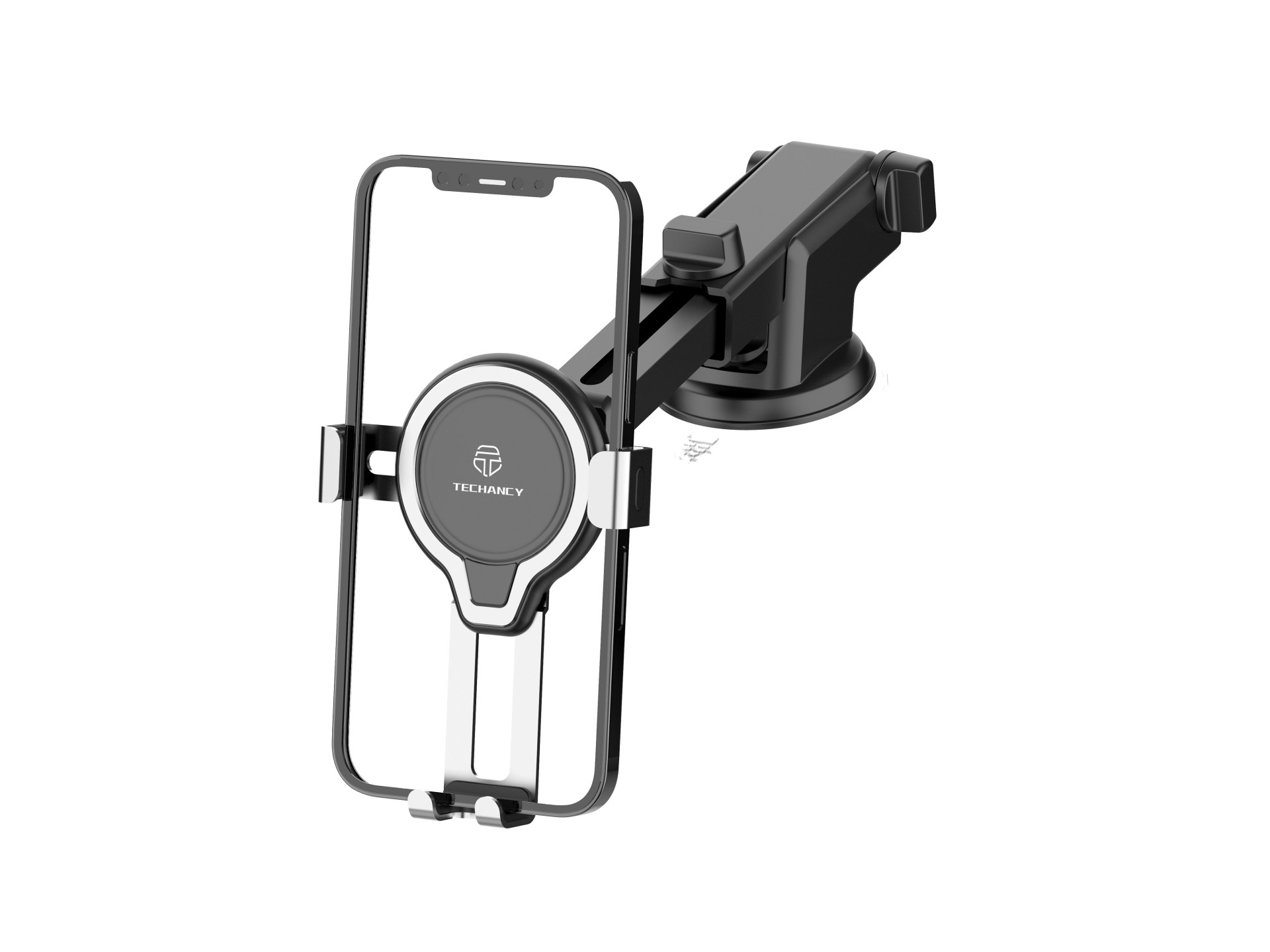 Techancy Ti2231 Car Phone Holder, Adjustable Suction Cup Base, Telescopic Length, 360 Rotation