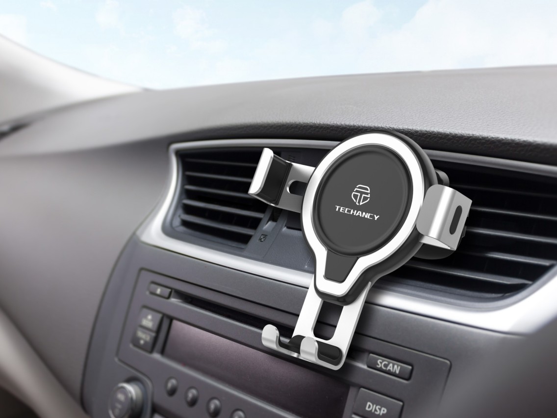 Techancy Suporte de Carro TI2232 , Rotação 360°, Suporte Estável, Compatível com Telemóveis 4.7-6.8