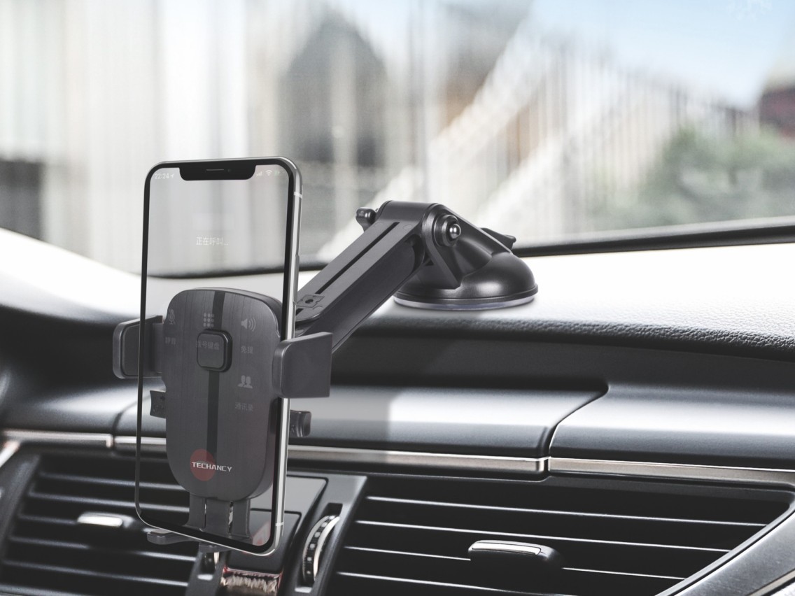 Techancy Suporte Para Telemóvel Para Automóvel Ti2252, Ventosa De Fixação Firme, Rotação De 360°, De