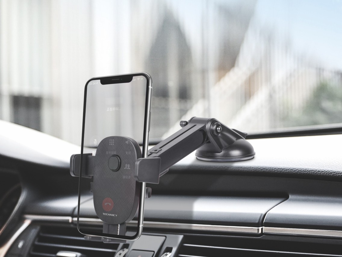 Techancy Suporte Para Telemóvel Para Automóvel Ti2253, Ventosa De Fixação Firme, Rotação De 360°, De