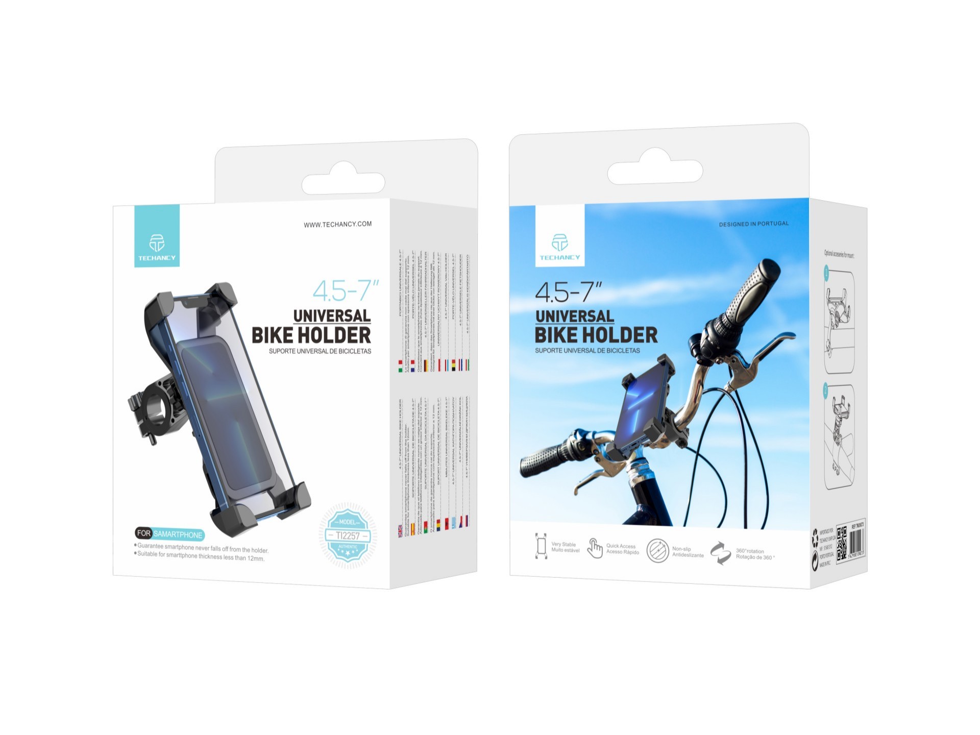 Techancy Ti2256 Bicycle Phone Holder, 4.5-7 Inch, Firm and Reliable, Essential for Cycling