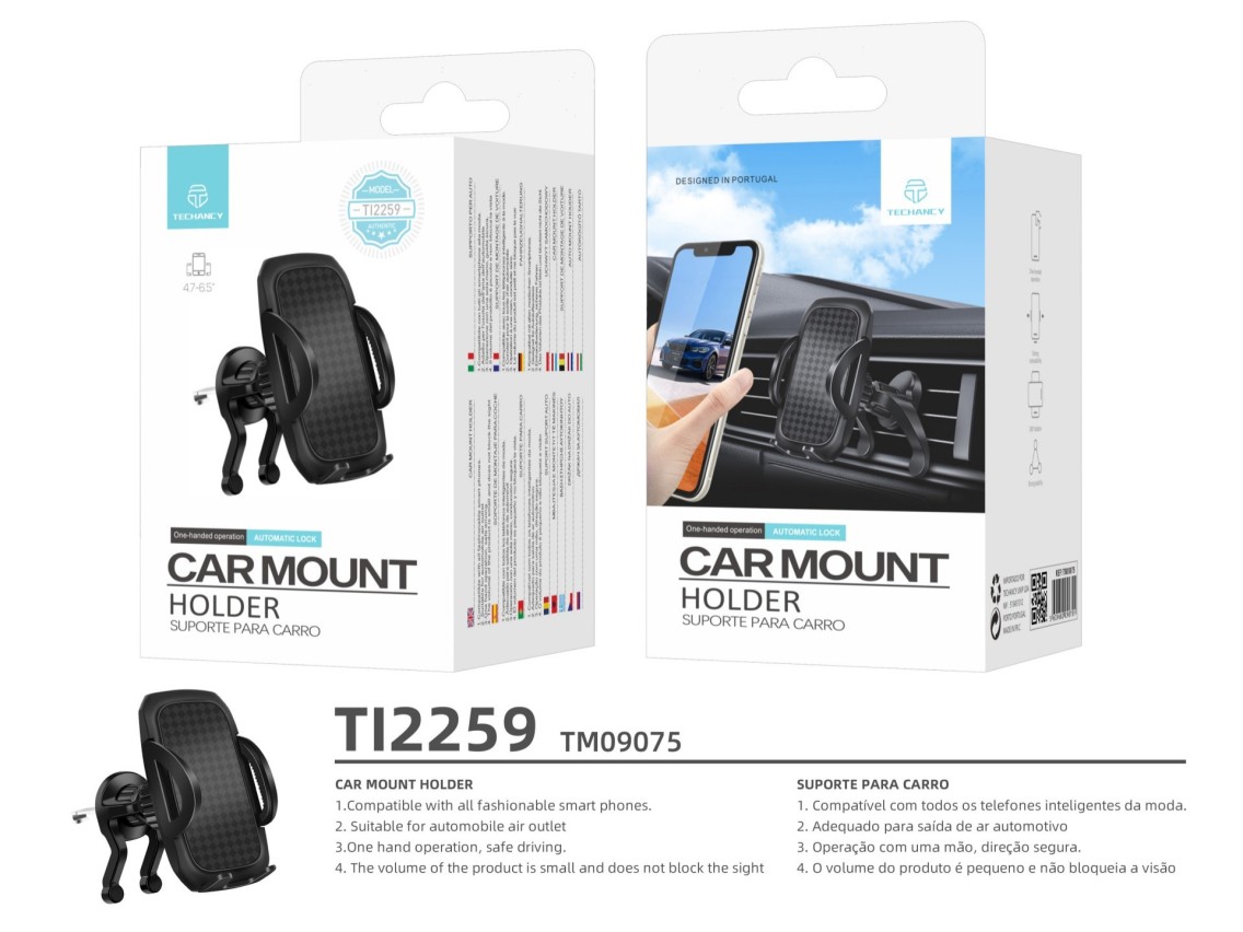 Techancy Suporte Para Telemóvel No Respiradouro Do Automóvel Ti2259, 4,7-7,2', Funcionamento Com Uma
