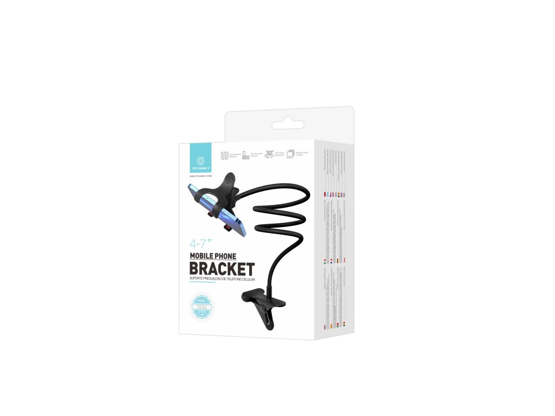 Techancy Suporte Para Telemóvel Gratuito E Ajustável Ti2262 Preto, 4-7 Polegadas, Fácil De Dobrar, A