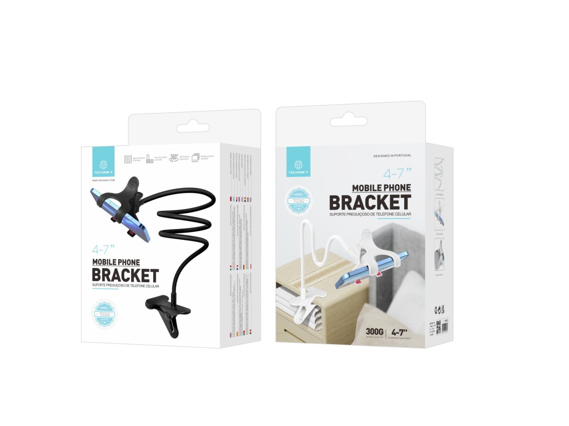 Techancy Suporte Para Telemóvel Gratuito E Ajustável Ti2262 Preto, 4-7 Polegadas, Fácil De Dobrar, A