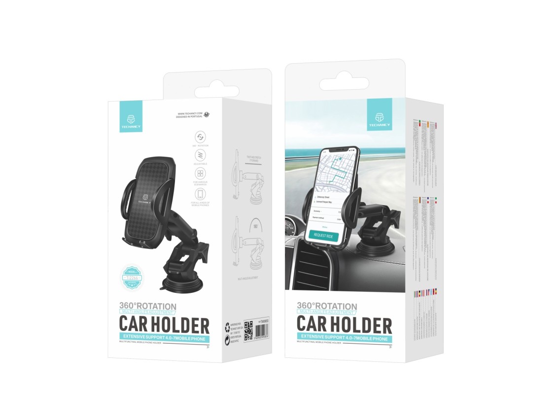 Techancy Suporte Para Telemóvel Para Automóvel Ti2266, Compatível Com Telemóveis De 4,0 A 7 Polegada