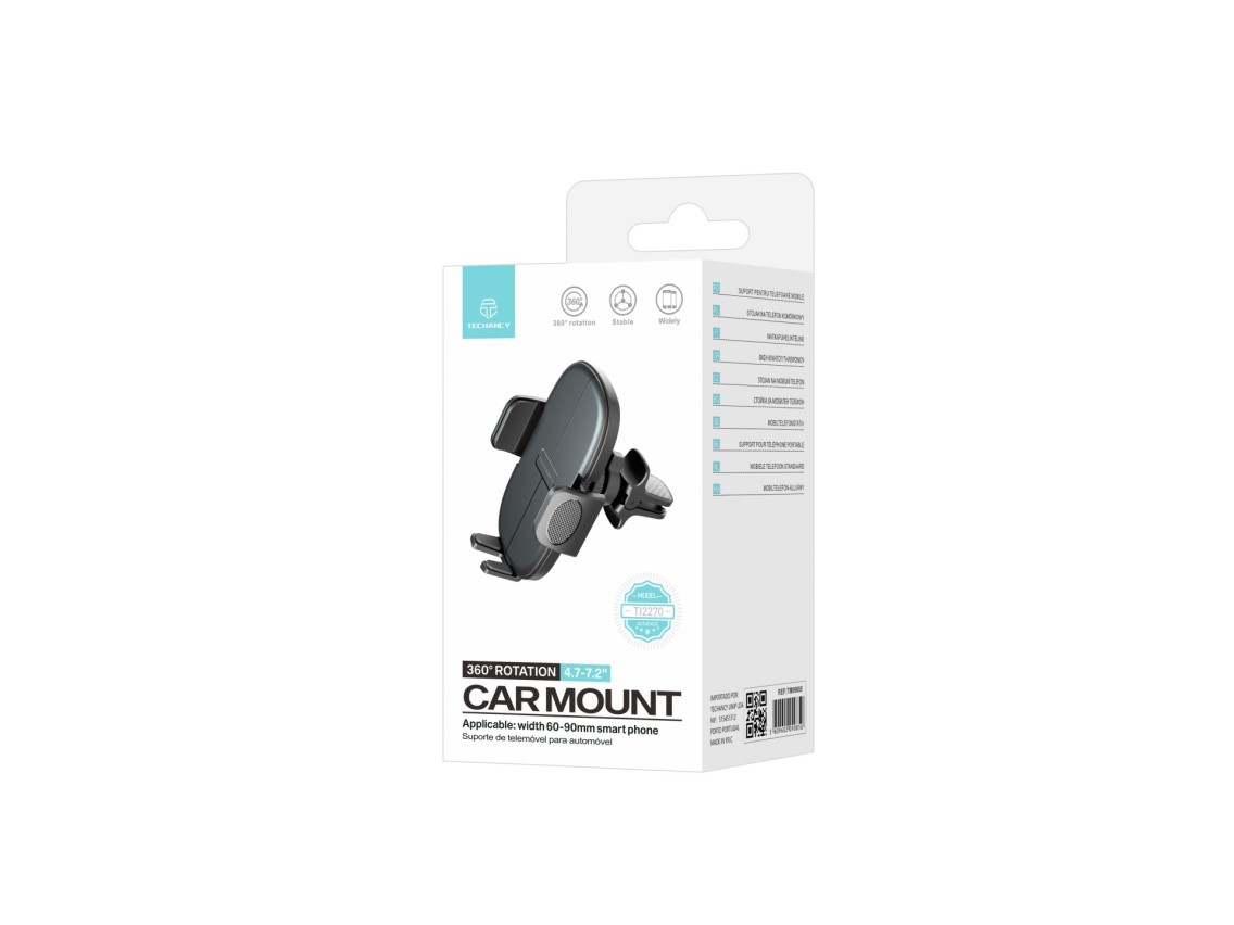 Techancy Car Phone Holder Ti2270, Adjustable to Different Phones, One-Touch Opening and Closing.