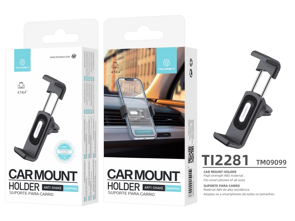 Techancy Suporte Para Telemóvel Para Automóvel Ti2281, Material Abs De Alta Resistência, Adequado Pa