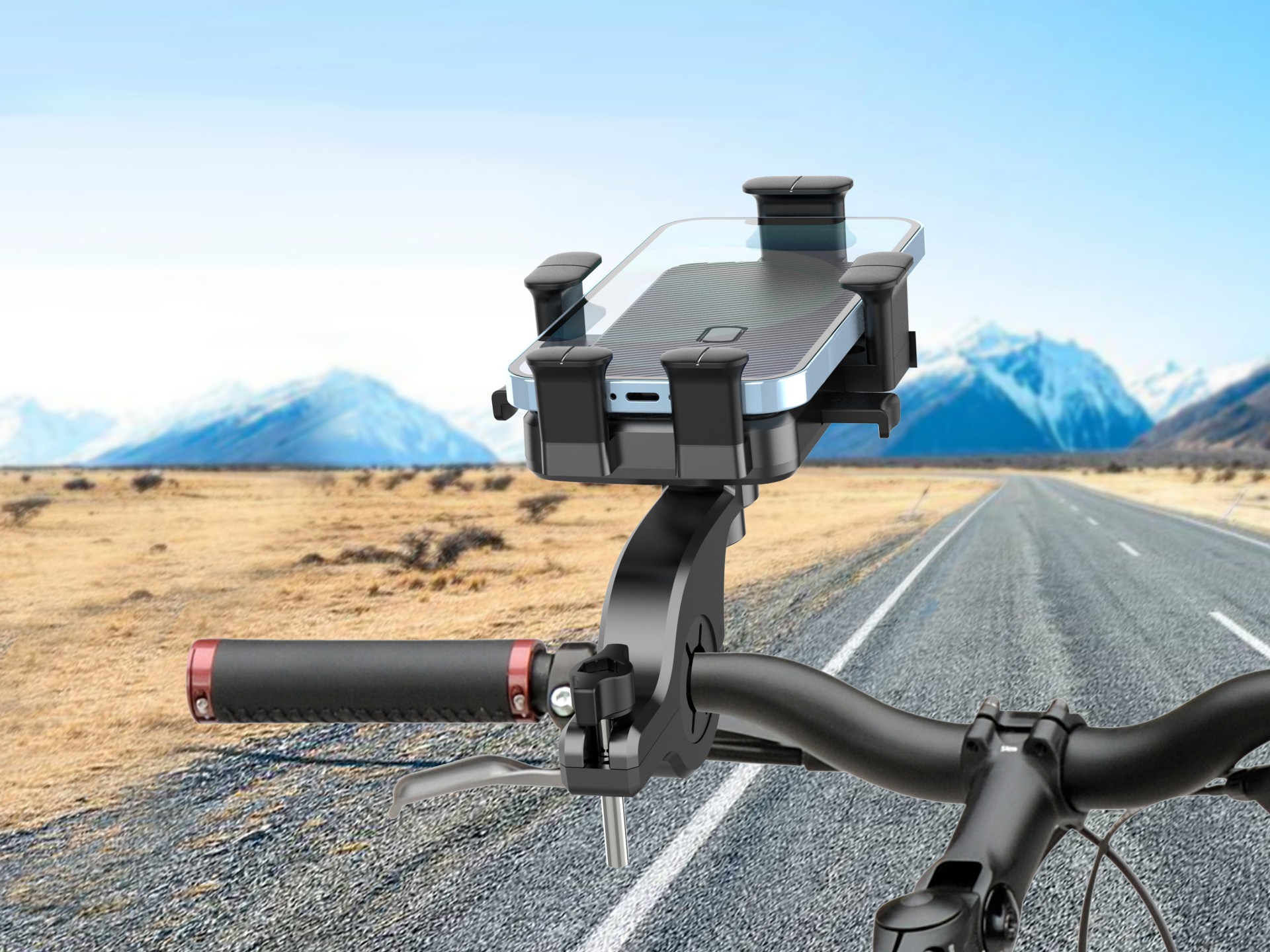 Techancy Universal Bicycle Mount Black Ti2286, 4.7-7.2 Inch Mobile Phone, Four-Point Fixation, Solid