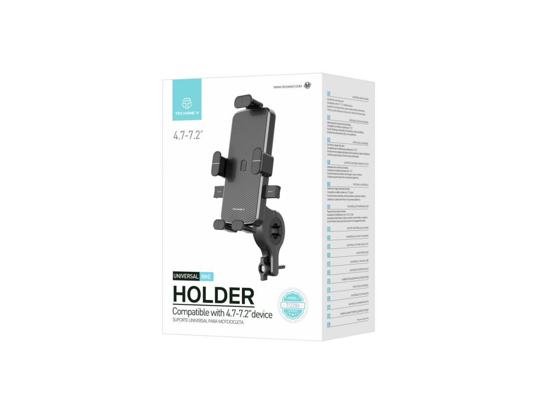 Techancy Suporte Universal Para Bicicleta Preto Ti2286, Telemóvel De 4,7-7,2 Polegadas, Fixação De Q