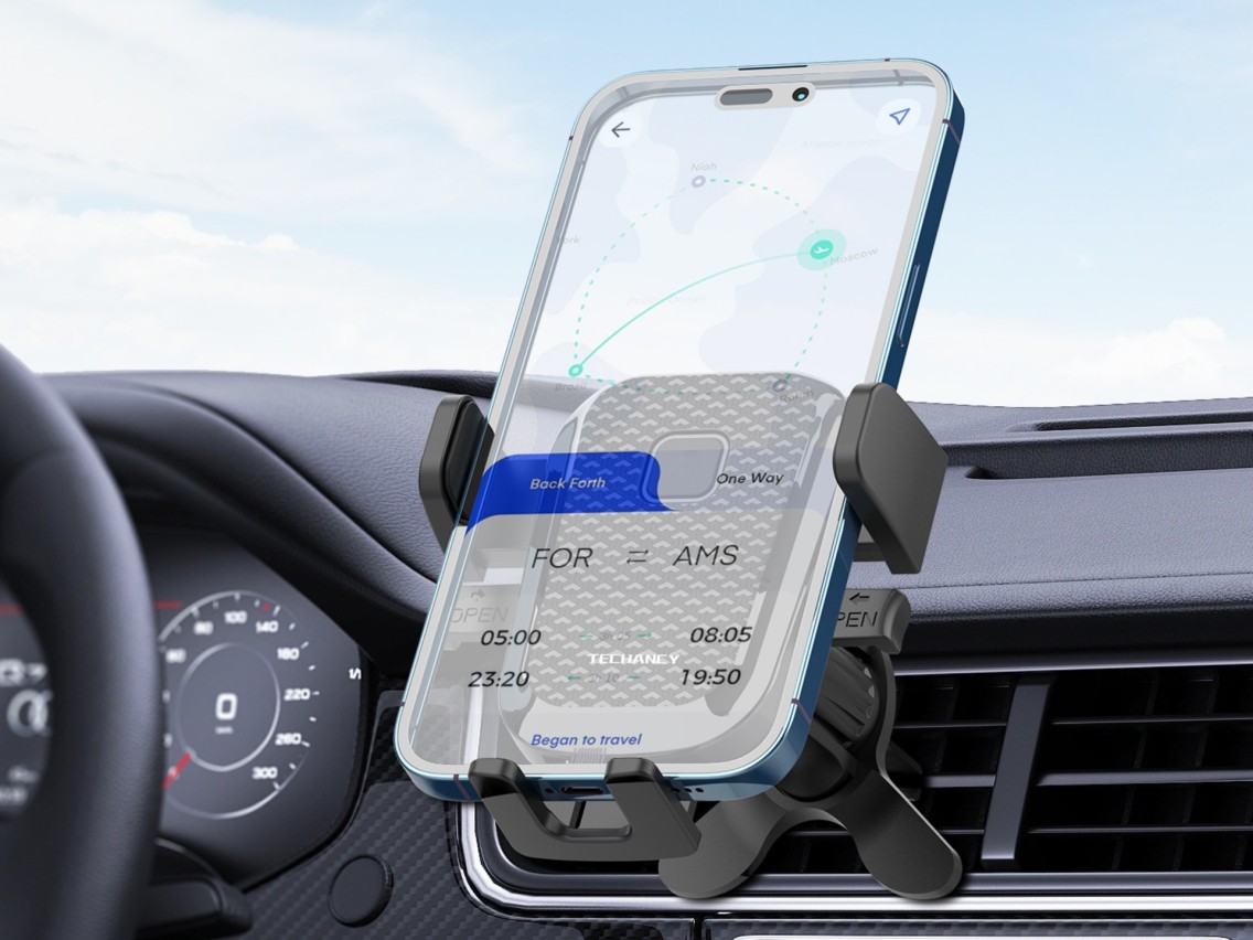 Techancy Car Phone Holder Ti2292, One-Hand Operation, Automatic Opening and Closing, Abs Material.