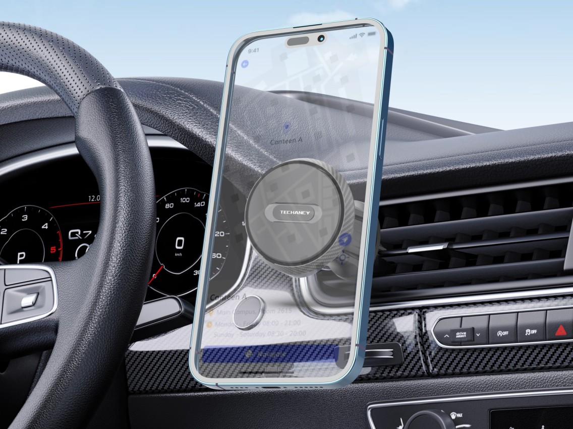 Techancy Suporte Magnético Para Automóvel Ti2293, Adsorção Magnética, Rotação De 360°, Adequado Par