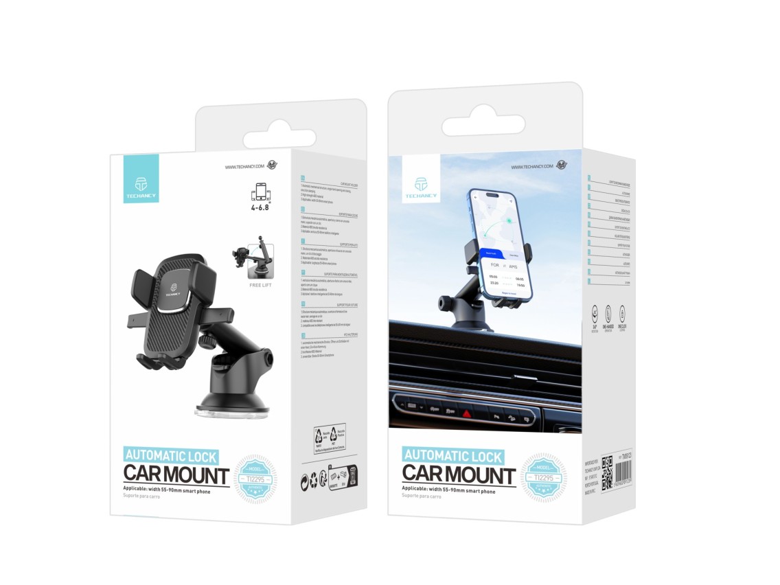 Techancy Ti2295 Car Phone Holder, High Strength ABS Material, 4-6.8 Inch Mobile Phone