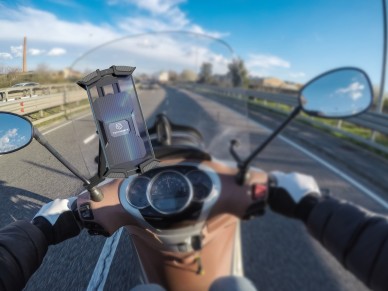 Soporte para teléfono para motocicleta Techancy Ti2303, de 4,7 a 6,8 pulgadas, para espejo retr
