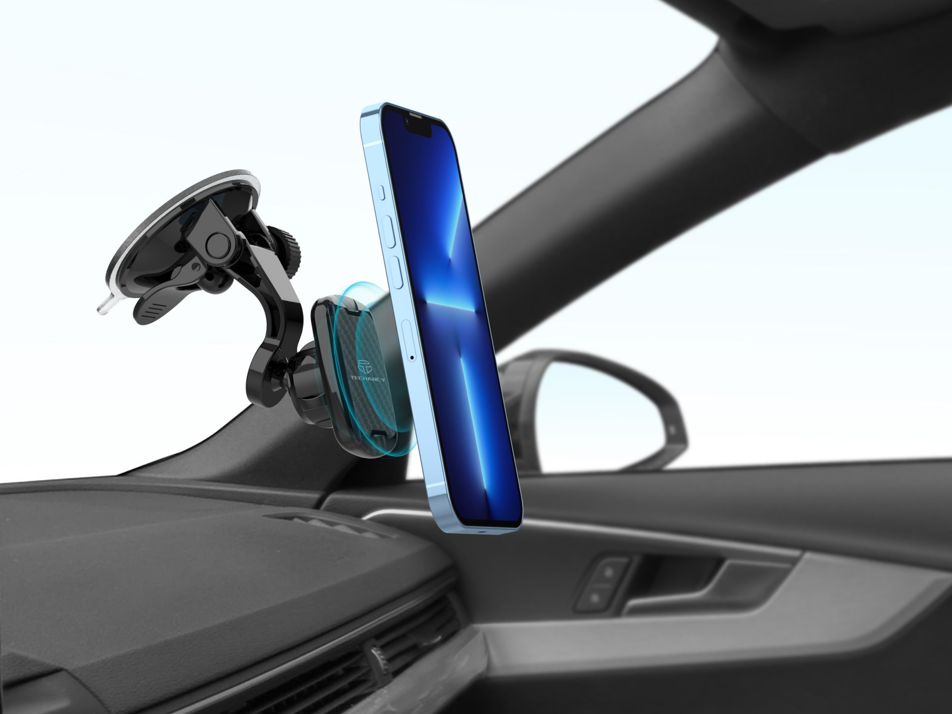 Techancy Ti2305 Magnetic Car Phone Holder, 360 Degree Rotation Support, Fixed at Any Angle