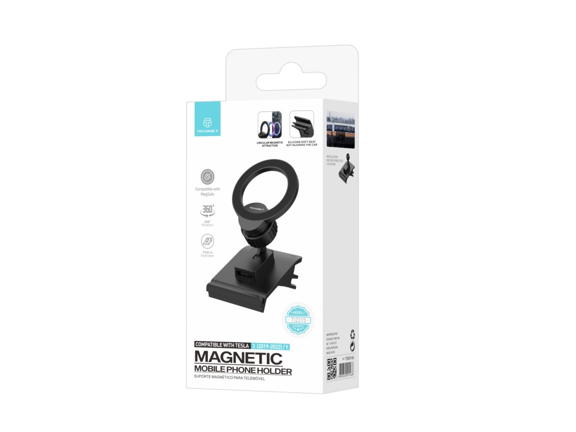 Techancy Suporte Magnético Para Automóvel Com Magsafe Preto Ti2315, Compatível Com Tesla Model 3/Y (